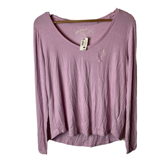 Aeropostale Tops - Aeropostale Seriously Soft Pink T-Shirt Long Sleeve V-Neck Women Large New NWT